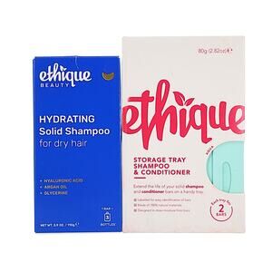 ETHIQUE BEAUTY Hydrating Solid Shampoo Bar + Haircare Storage Tray Combo